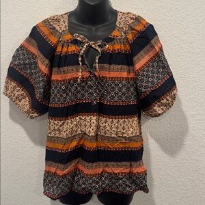 Loft Boho Shirt Blouse Balloon Sleeves Size Large